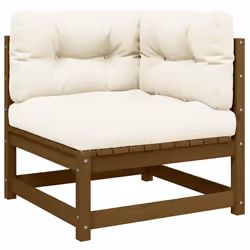 vidaXL Divano Angolare da Giardino con Cuscini Crema Massello di Pino - Vista aggiuntiva 2