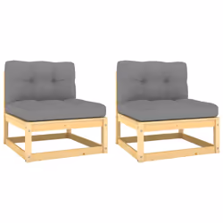 Divani Centrali Giardino con Cuscini Grigio 2 pz Pino Massellocod mxl 70741