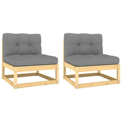 Divani Centrali Giardino con Cuscini Grigio 2 pz Pino Massellocod mxl 70741