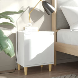 Comodino con Gambe in Legno chiaro dotato di 1 anta vari colori colore : Bianco