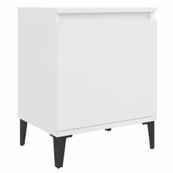 vidaXL Comodino con Gambe in Metallo Bianco 40x30x50 cm - Vista aggiuntiva 2