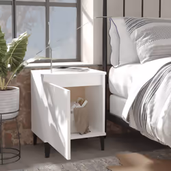 vidaXL Comodino con Gambe in Metallo Bianco 40x30x50 cm - Vista aggiuntiva 3