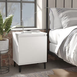 Vidaxl - Set da 2 comodini con piedi in metallo dotati di 1 anta vari colori colore : Bianco