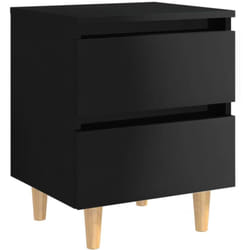 Vidaxl - Comodino con Gambe in Pino Massello Nero Lucido 40x35x50 cm