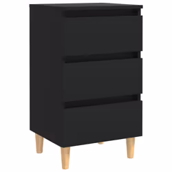 vidaXL Comodino con Gambe in Legno Massello Nero 40x35x69 cm - Vista aggiuntiva 2