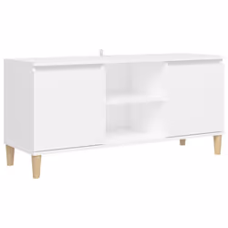 vidaXL Comodino con Gambe in Legno Massello Bianco 103,5x30x50 cm - Vista aggiuntiva 2