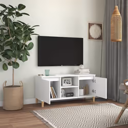 vidaXL Comodino con Gambe in Legno Massello Bianco 103,5x30x50 cm - Vista aggiuntiva 3