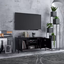 vidaXL Mobile TV con Gambe in Metallo Nero 103,5x30x50 cm - Vista aggiuntiva 3