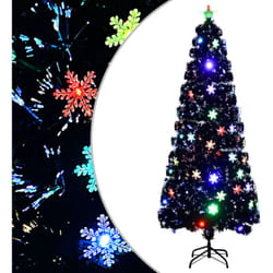 vidaXL Albero Natale con Fiocchi di Neve a LED Nero 240cm Fibra Ottica