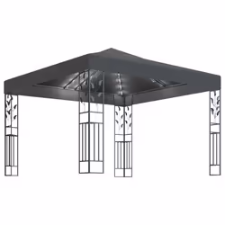 vidaXL Gazebo con Stringa di Luci LED 3x3 m Antracite - Vista aggiuntiva 2