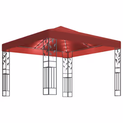 vidaXL Gazebo con Stringa di Luci LED 3x3 m Rosso Vino - Vista aggiuntiva 2