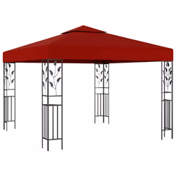 vidaXL Gazebo con Stringa di Luci LED 3x3 m Rosso Vino - Vista aggiuntiva 3