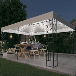 Vidaxl - Gazebo con Tetto Doppio e Stringa di Luci led 3x4 m Bianco 3059