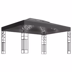 vidaXL Gazebo con Tetto Doppio e Luci LED 3x4 m Antracite - Vista aggiuntiva 2