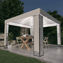 Vidaxl - Gazebo con Tetto Doppio e Stringa di Luci led 3x3 m Bianco