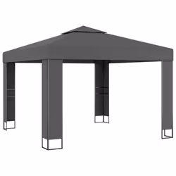 vidaXL Gazebo con Tetto Doppio e Stringa di Luci LED 3x3 m Antracite - Vista aggiuntiva 3