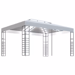 vidaXL Gazebo con Stringa di Luci LED 4x3x2,7 m Bianco - Vista aggiuntiva 2