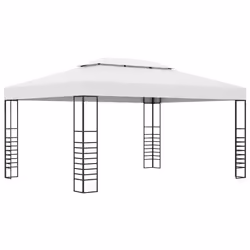 vidaXL Gazebo con Stringa di Luci LED 4x3x2,7 m Bianco - Vista aggiuntiva 3