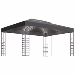 vidaXL Gazebo con Stringa di Luci LED 3x4 m Antracite - Vista aggiuntiva 2