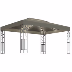 vidaXL Gazebo con Tetto Doppio e Luci LED 3x4 m Grigio Talpa - Vista aggiuntiva 2