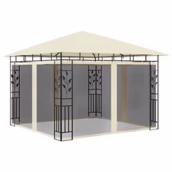 vidaXL Gazebo con Zanzariera e Luci LED 3x3x2,73 m Crema - Vista aggiuntiva 3
