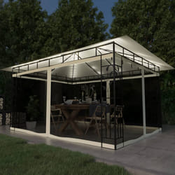 vidaXL Gazebo con Zanzariera e Luci LED 4x3x2,73 m Crema