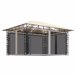 vidaXL Gazebo con Zanzariera e Luci LED 4x3x2,73 m Crema - Vista aggiuntiva 2