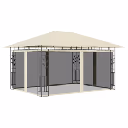 vidaXL Gazebo con Zanzariera e Luci LED 4x3x2,73 m Crema - Vista aggiuntiva 3