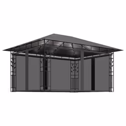 vidaXL Gazebo con Zanzariera e Luci LED 4x3x2,73 m Antracite - Vista aggiuntiva 2