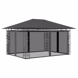 vidaXL Gazebo con Zanzariera e Luci LED 4x3x2,73 m Antracite - Vista aggiuntiva 3