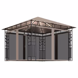 vidaXL Gazebo con Zanzariera Luci LED 3x3x2,73 m Grigio Talpa - Vista aggiuntiva 2