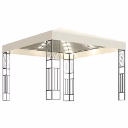 vidaXL Gazebo con Stringa di Luci LED 3x3 m in Tessuto Crema - Vista aggiuntiva 2