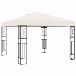 vidaXL Gazebo con Stringa di Luci LED 3x3 m in Tessuto Crema - Vista aggiuntiva 3