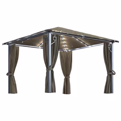 vidaXL Gazebo con Tende e Luci LED 300x300 cm Grigio Talpa Alluminio - Vista aggiuntiva 2