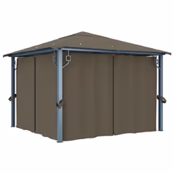 vidaXL Gazebo con Tende e Luci LED 300x300 cm Grigio Talpa Alluminio - Vista aggiuntiva 3