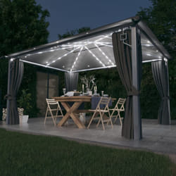 Vidaxl - Gazebo con Tende e Luci led 400x300 cm Antracite in Alluminio