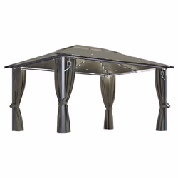 vidaXL Gazebo con Tende e Luci LED 400x300 cm Grigio Talpa Alluminio - Vista aggiuntiva 2
