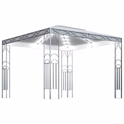 vidaXL Gazebo con Stringa di Luci LED 300x300 cm Crema - Vista aggiuntiva 2