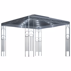 vidaXL Gazebo con Stringa di Luci LED 300x300 cm Antracite - Vista aggiuntiva 2
