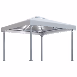 vidaXL Gazebo con Stringa di Luci LED 300x300 cm Crema in Alluminio - Vista aggiuntiva 2