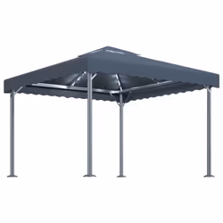 vidaXL Gazebo con Stringa di Luci LED 300x300 cm Antracite Alluminio - Vista aggiuntiva 2