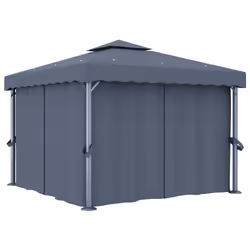 vidaXL Gazebo con Tende e Stringa di Luci LED 3x3 m Antracite - Vista aggiuntiva 3