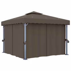 vidaXL Gazebo con Tende e Stringa di Luci LED 3x3 m Grigio Talpa - Vista aggiuntiva 3