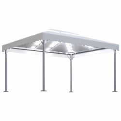 vidaXL Gazebo con Stringa di Luci LED 400x300 cm Crema in Alluminio - Vista aggiuntiva 2