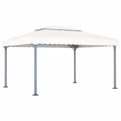 vidaXL Gazebo con Stringa di Luci LED 400x300 cm Crema in Alluminio - Vista aggiuntiva 3