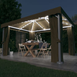 Vidaxl - Gazebo con Tende e Stringa di Luci led 4x3 m Grigio Talpa
