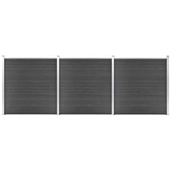 vidaXL Set Pannelli di Recinzione in WPC 526x186 cm Nero