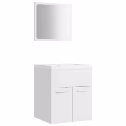 vidaXL Set Mobili da Bagno Bianco Lucido in Truciolato - Vista aggiuntiva 2