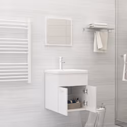 vidaXL Set Mobili da Bagno Bianco Lucido in Truciolato - Vista aggiuntiva 3