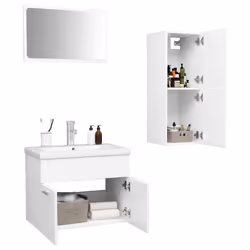Set Mobili da Bagno Bianco in Truciolatocod mxl 120646 - Vista aggiuntiva 3